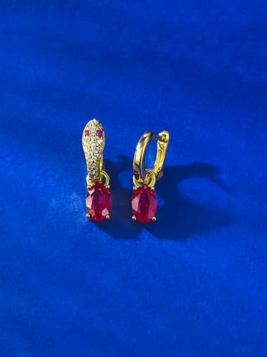 E550 Red +gold 925 Sterling Silver Cubic Zirconia Snake Luxury Huggie Earring