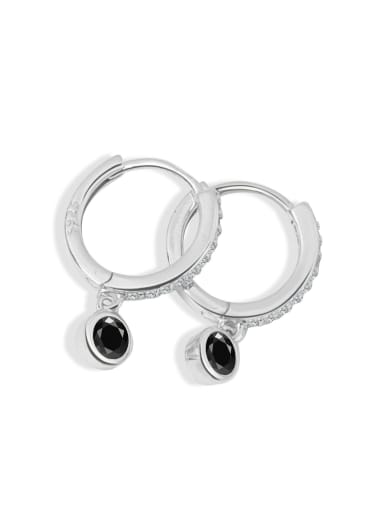 Black  (platinum) 925 Sterling Silver Cubic Zirconia Geometric Minimalist Huggie Earring
