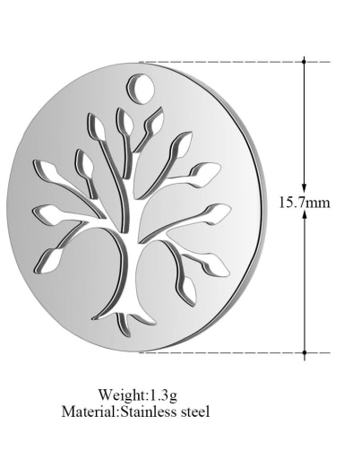 Stainless steel Tree Charm Diameter : 15.7mm