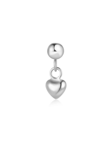 Single Platinum 2 925 Sterling Silver Cubic Zirconia Heart Dainty Single Earring
