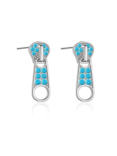 925 Sterling Silver Cubic Zirconia Geometric Trend Stud Earring