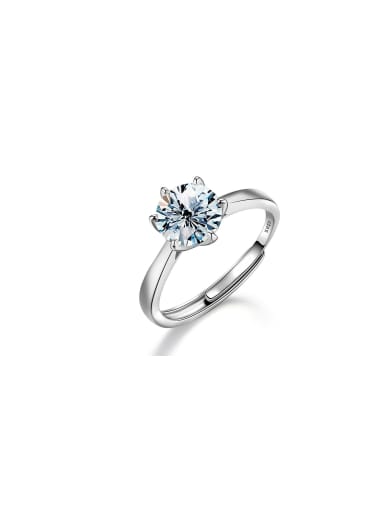 925 Sterling Silver Moissanite Geometric Dainty Engagement Ring