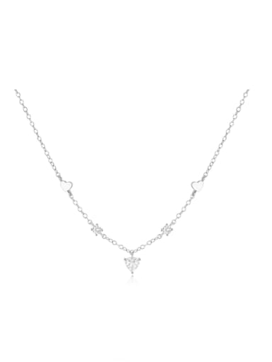 Platinum 925 Sterling Silver Cubic Zirconia Geometric Dainty Necklace