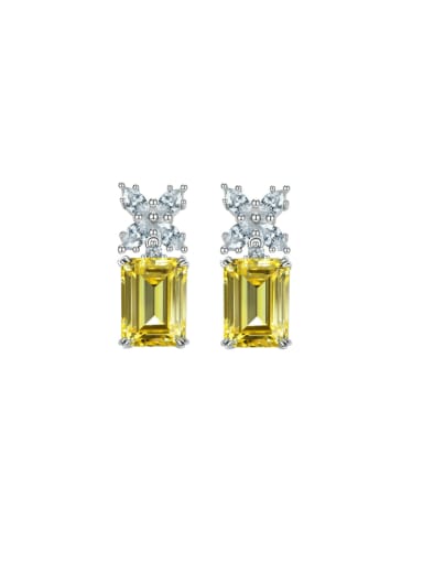 platinum+Yellow 925 Sterling Silver High Carbon Diamond Geometric Luxury Stud Earring