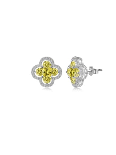 DY1D0339 S W HB 925 Sterling Silver Cubic Zirconia Flower Dainty Stud Earring