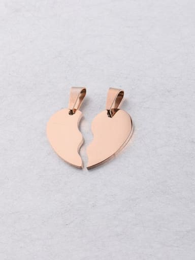 Rose Gold left and right half hearts Stainless steel Heart Minimalist Pendant