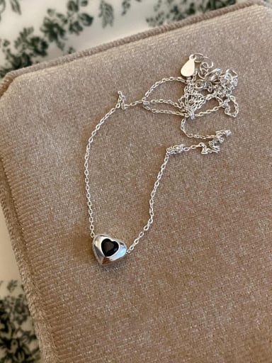 Black Color 925 Sterling Silver Heart Necklace with 3 colors