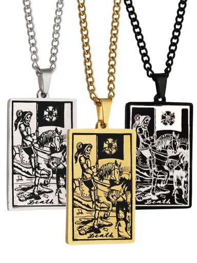 Death's Tarot hip hop stainless steel titanium steel necklace
