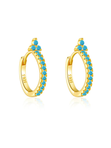 18K gold [turquoise] 925 Sterling Silver Cubic Zirconia Geometric Dainty Chandelier Earring