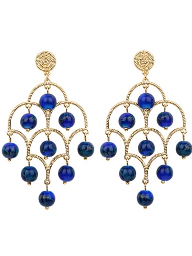 Royal Blue e68725 Alloy Bead Multi Color Geometric Ethnic Pure handmade Weave Earring