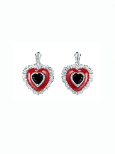 Black Agate Earrings 925 Sterling Silver Carnelian Heart Minimalist Stud Earring