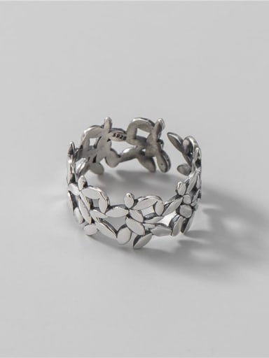 925 Sterling Silver Flower Vintage Band Ring
