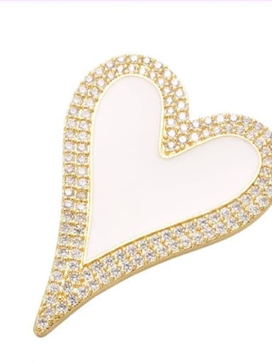 white Copper Drip Oil Micro Set Fancy Diamond Heart Pendant