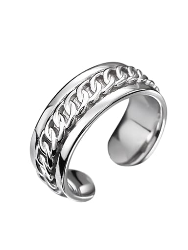 Chain ring 925 Sterling Silver Geometric Trend Band Ring