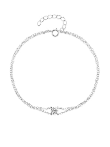 925 Sterling Silver Cubic Zirconia Geometric Minimalist Link Bracelet