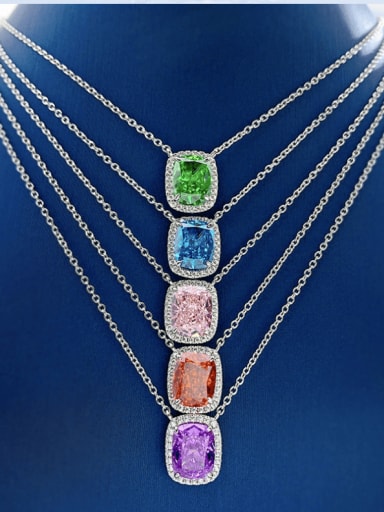 custom 925 Sterling Silver High Carbon Diamond Geometric Luxury Necklace