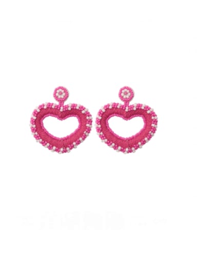 E69053 Rose Alloy MGB beads Multi Color Heart Hip Hop Pure handmade Weave Earring