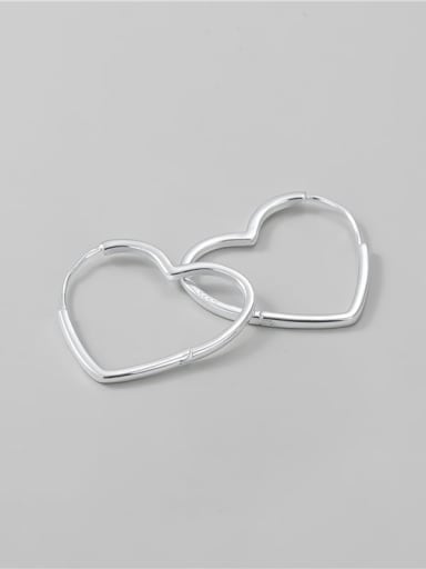 silver 925 Sterling Silver Heart Minimalist Huggie Earring