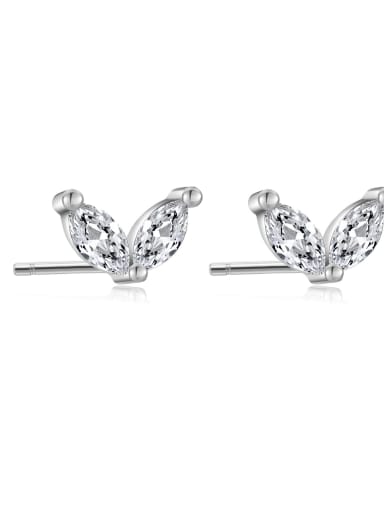 Platinum [White] 925 Sterling Silver Cubic Zirconia Geometric Dainty Stud Earring