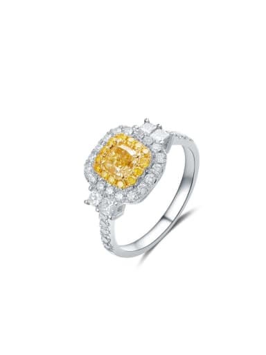 custom 925 Sterling Silver High Carbon Diamond Yellow Geometric Dainty Band Ring