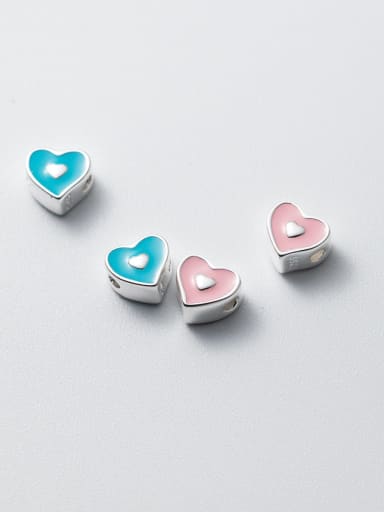925 Sterling Silver Enamel Minimalist Heart DIY  Pendant