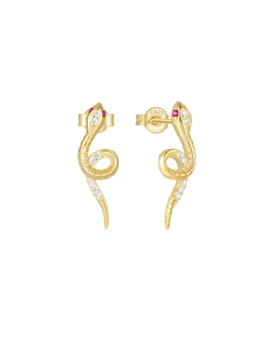 golden 925 Sterling Silver Snake Dainty Stud Earring