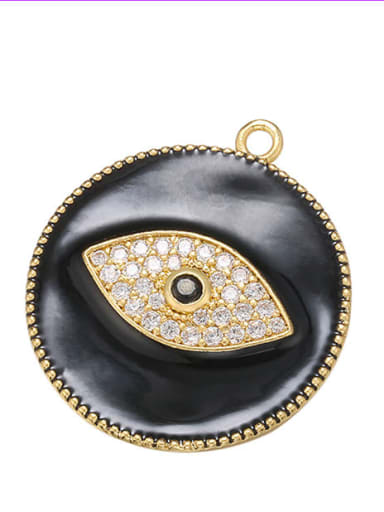 black Copper Color Drop Oil Zircon Eye Necklace Pendant