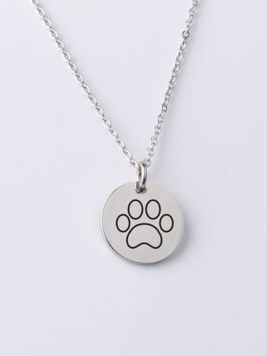 Steel yp001 43 20mm Stainless steel disc engraving dog paw pattern pendant necklace