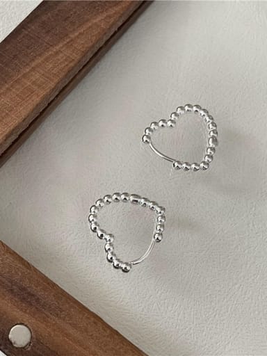 Heart 925 Sterling Silver Bead Heart Minimalist Huggie Earring