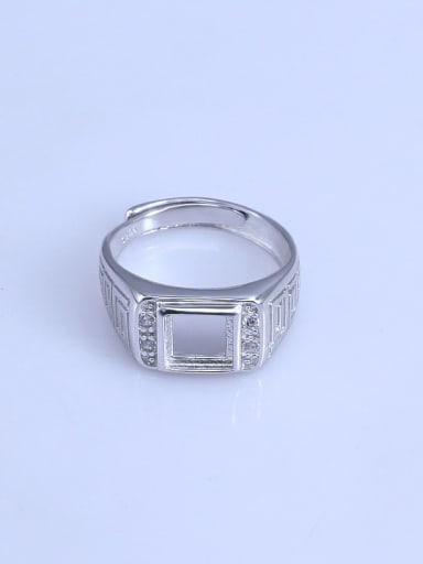 925 Sterling Silver 18K White Gold Plated Geometric Ring Setting Stone size: 7*7mm