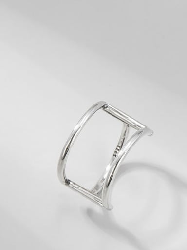 925 Sterling Silver Geometric Vintage Double Layer Line   Band Ring