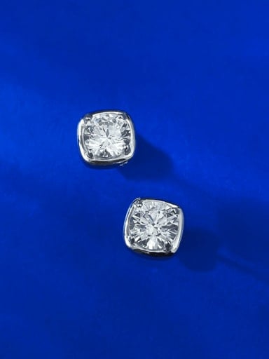 custom 925 Sterling Silver Cubic Zirconia Square Dainty Stud Earring