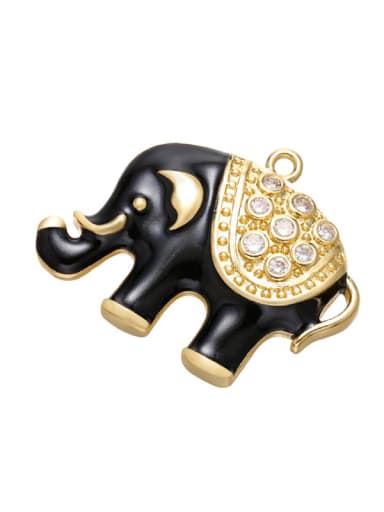 Golden black drop oil Brass Micro-Set Oil Drop Elephant Pendant