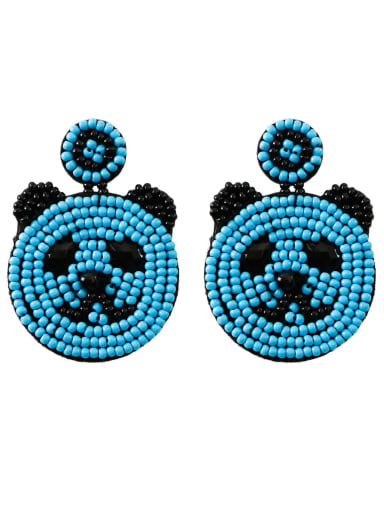 E68951 blue Tila Bead Multi Color Panda Bohemia Pure handmade Weave Earring