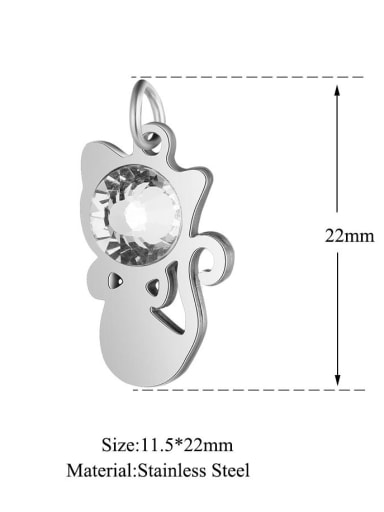 Stainless steel Cat Charm Height : 11.5mm , Width: 22mm
