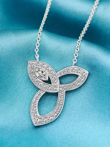 925 Sterling Silver High Carbon Diamond Flower Dainty Necklace