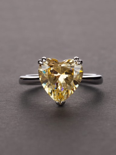 Yellow ? R 0388 ? 925 Sterling Silver Cubic Zirconia Heart Dainty Band Ring