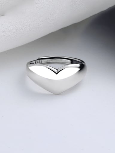 925 Sterling Silver Smooth Heart Vintage Band Ring