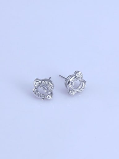 925 Sterling Silver 18K White Gold Plated Round Earring Setting Stone size: 6*6mm