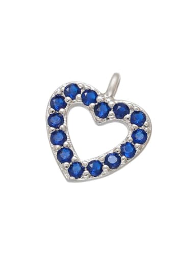platinum blue diamond peach heart Brass Cubic Zirconia Micro Inlay Heart Star Pendant
