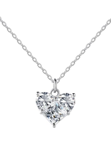 platinum+white DY190684 S W WH 925 Sterling Silver Cubic Zirconia Heart Minimalist Necklace