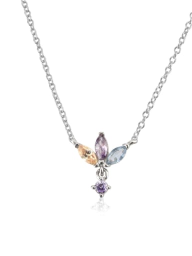 925 Sterling Silver Cubic Zirconia Leaf Dainty Necklace