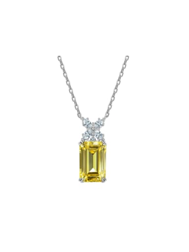 Yellow 925 Sterling Silver High Carbon Diamond Geometric Luxury Necklace