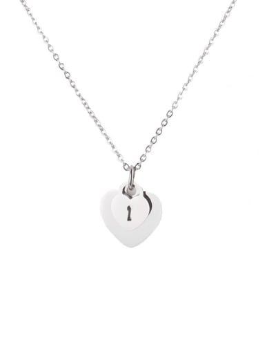 Steel color Stainless steel Heart Minimalist Necklace