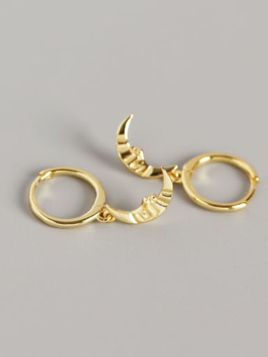 2#Gold 925 Sterling Silver Moon Trend Huggie Earring
