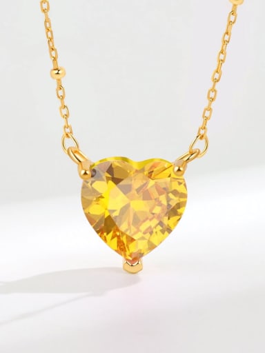 18K gold (yellow diamond) 925 Sterling Silver Cubic Zirconia Heart Minimalist Necklace