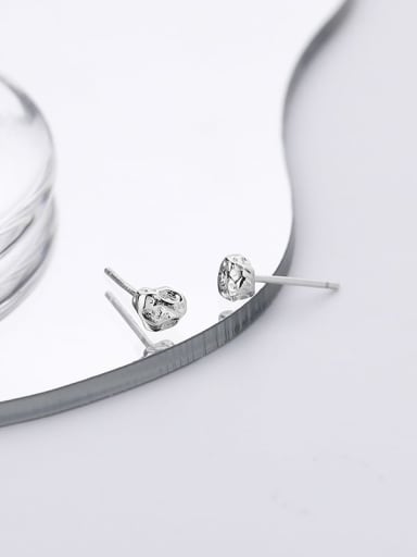 E2460 Platinum 925 Sterling Silver Irregular Minimalist Stud Earring
