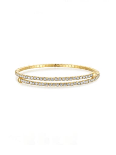 Gold DY170017 gold 925 Sterling Silver Cubic Zirconia Geometric Luxury Strand Bracelet