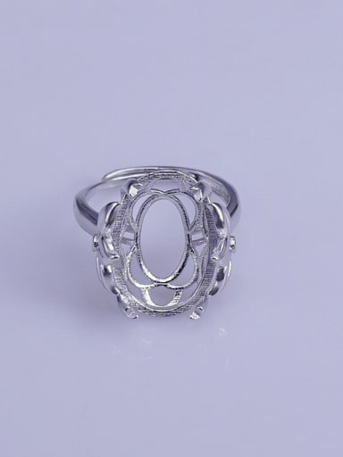 925 Sterling Silver 18K White Gold Plated Geometric Ring Setting Stone size: 12*18mm