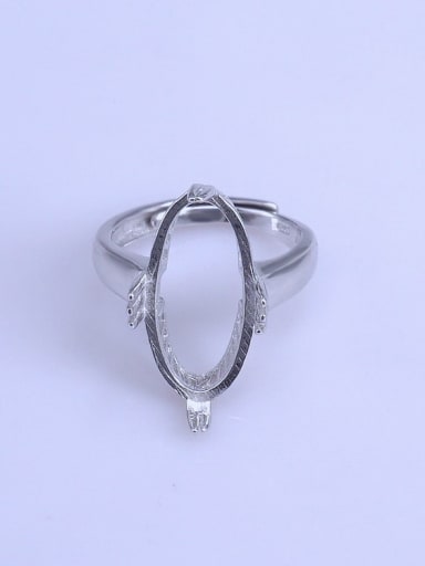 925 Sterling Silver 18K White Gold Plated Geometric Ring Setting Stone size: 10*20mm